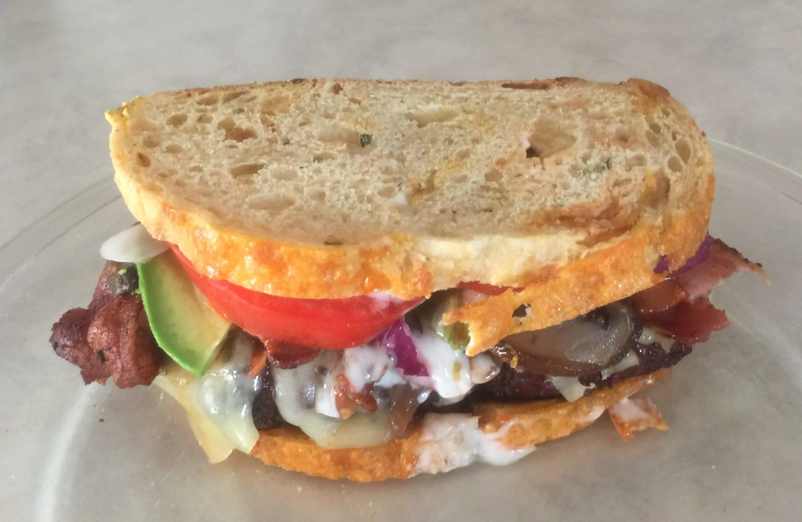 Bacon Cheeseburger Sandwich on Jalapeno Bread