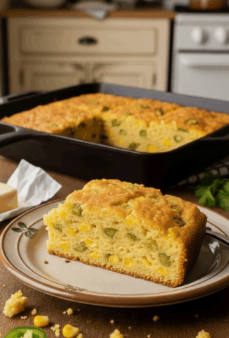 Spicy Creamy Green Chili Cornbread