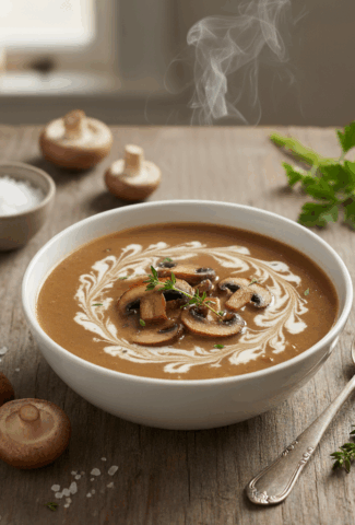 Creamy Roasted Garlic Mushroom Soup