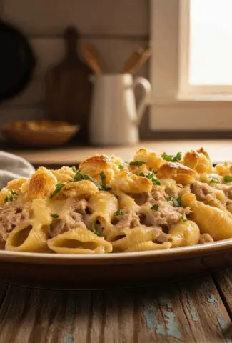 Creamy Tuna Pasta Casserole with Buttery Croissant Crumble