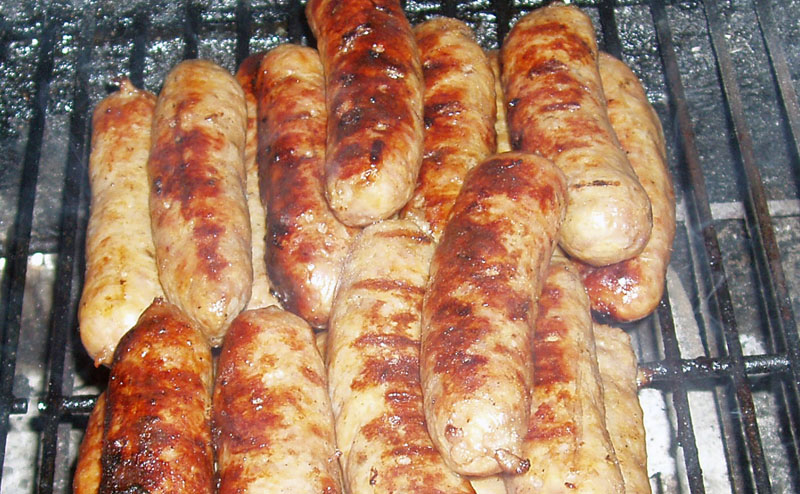 German Style Grilled, Beer, Onion and Garlic Bratwurst