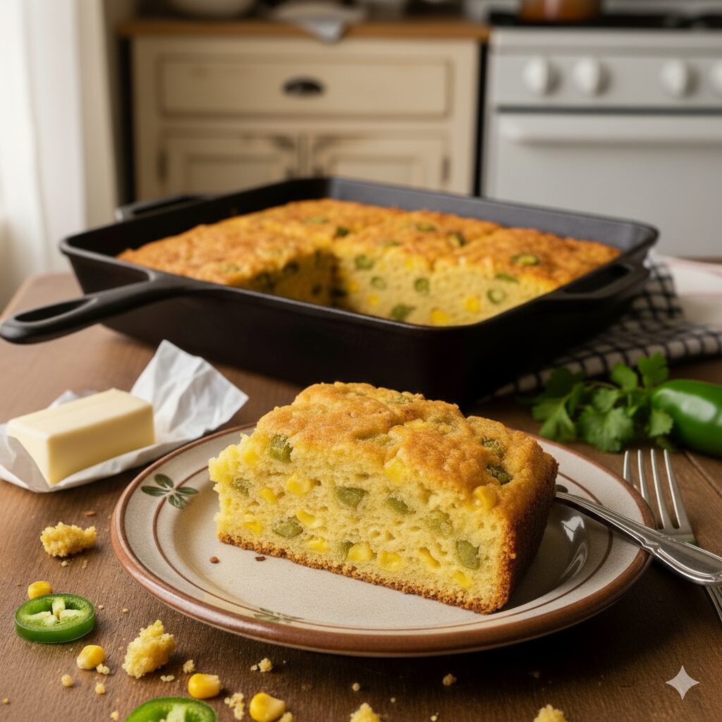 Spicy Creamy Green Chili Cornbread