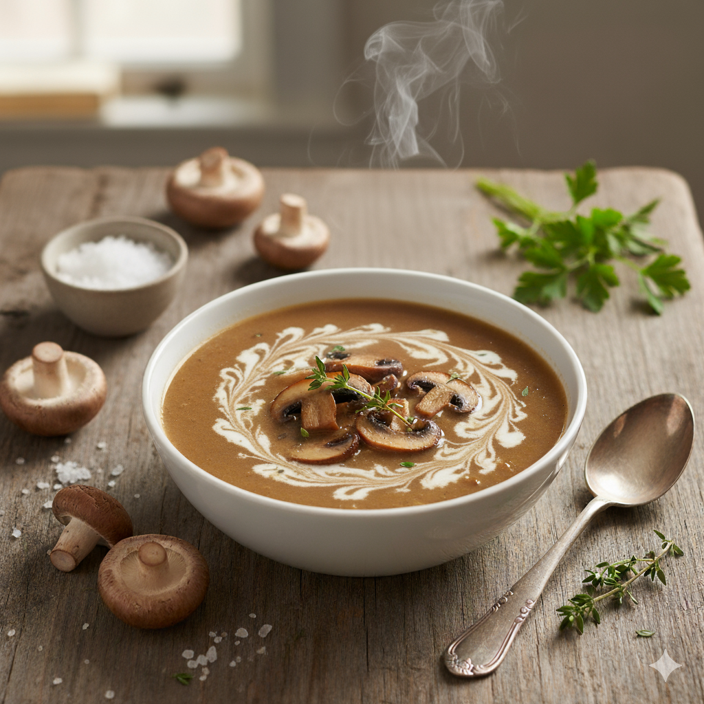 Creamy Roasted Garlic Mushroom Soup